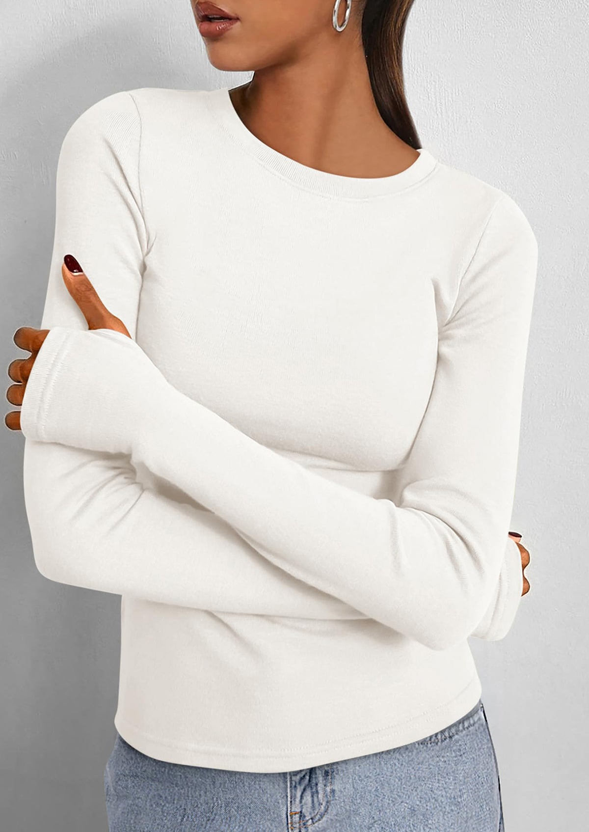Casual Long Sleeved Round Neck Y2k Top