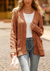 Knitted Solid Color Button Down Chunky Outwear Cardigan