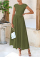 Casual Cap Sleeve Patchwork A Line Flowy Elegant Homecoming Maxi Dress
