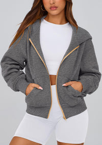 Y2K Zip Up Hoodie Long Sleeve Loose Fit Pockets Casual Sweatshirt