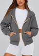 Y2K Zip Up Hoodie Long Sleeve Loose Fit Pockets Casual Sweatshirt