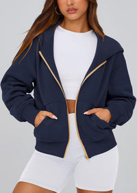 Y2K Zip Up Hoodie Long Sleeve Loose Fit Pockets Casual Sweatshirt