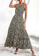 One Shoulder Ruffle Tie Floral Print Summer Maxi Dresses