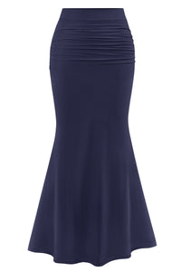 Mermaid Bodycon Trendy Casual High Waisted Ruffle Ruched Long Mesh Skirts