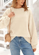 Casual Crew Neck Long Sleeve Pullover Ribbed Knit Loose Fit Sweaters