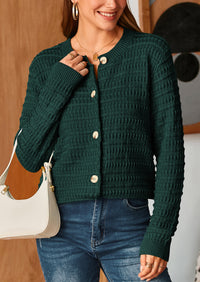 Knit Cardigan Long Sleeve Open Front Button Down Jacket