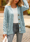 Knitted Solid Color Button Down Chunky Outwear Cardigan