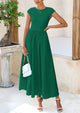 Casual Cap Sleeve Patchwork A Line Flowy Elegant Homecoming Maxi Dress
