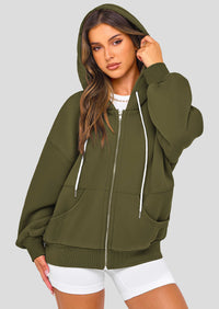 Zip Up Long Sleeve Loose Fit Y2K Casual Hoodies Cardigan