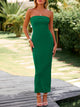 Ribbed Strapless Side Slit Long Going Out Casual Elegant Party Dresses