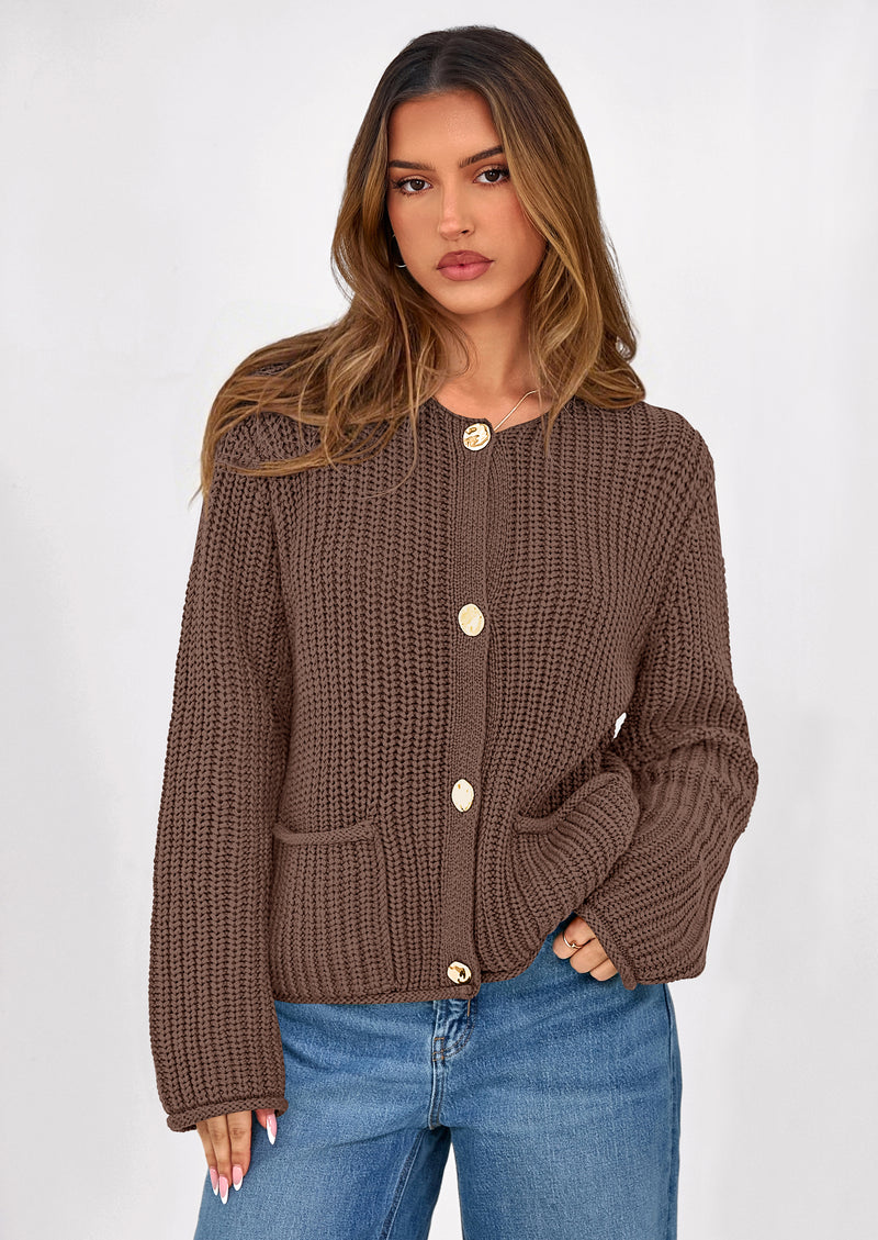 PRETTYGARDEN Cardigan Sweaters for Women Trendy Oversized Knit Chunky Button Cardigans Fall Winter Outfits with Pockets
