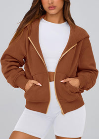 Y2K Zip Up Hoodie Long Sleeve Loose Fit Pockets Casual Sweatshirt