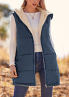 PRETTYGARDEN Womens Fall Reversible Vests Sleeveless Fleece Jacket Zip Up Hoodie Pockets Long Warm Winter Coat Outerwear
