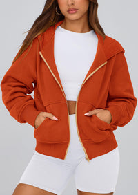 Y2K Zip Up Hoodie Long Sleeve Loose Fit Pockets Casual Sweatshirt