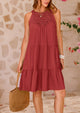 Leisure sleeveless A-line mini beach vacation dress