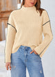 Chunky Knit  Casual Long Sleeve Mock Neck Oversized Loose Sweaters