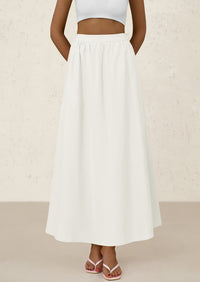 Ruffle High Waisted Casual Long Flowy Maxi Skirts with Pockets