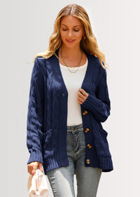 PRETTYGARDEN Women's Open Front Cardigan Sweaters Fall Fashion Button Down Cable Knit Chunky Winter Outerwear Coats