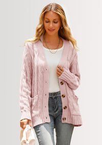 PRETTYGARDEN Women's Open Front Cardigan Sweaters Fall Fashion Button Down Cable Knit Chunky Winter Outerwear Coats