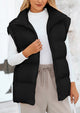 Casual Stand Collar Lightweight Sleeveless Zip Up Padded Coats