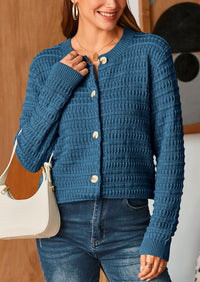 Knit Cardigan Long Sleeve Open Front Button Down Jacket