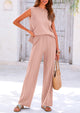 Pullover Tops And Wide Leg Pants Casual Two Piece Sets