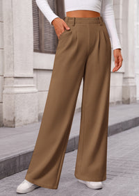 Wide Leg Casual High Elastic Waisted Work Office Palazzo Pants