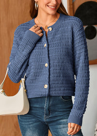 Knit Cardigan Long Sleeve Open Front Button Down Jacket