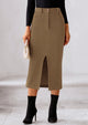 Casual Work High Waisted Long Slit Corduroy Midi Pencil Skirts
