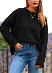 PRETTYGARDEN Women's Fall Oversized Sweaters Casual Crewneck Pullover Long Sleeve Fuzzy Chunky Knit Tops Blouse