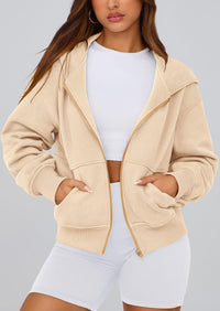 Y2K Zip Up Hoodie Long Sleeve Loose Fit Pockets Casual Sweatshirt