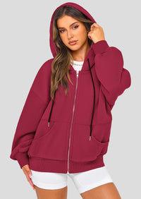 Zip Up Long Sleeve Loose Fit Y2K Casual Hoodies Cardigan