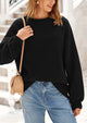 Casual Crew Neck Long Sleeve Pullover Ribbed Knit Loose Fit Sweaters
