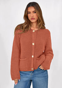 PRETTYGARDEN Cardigan Sweaters for Women Trendy Oversized Knit Chunky Button Cardigans Fall Winter Outfits with Pockets