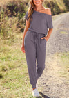 PRETTYGARDEN Dressy Off Shoulder Romper Spring Vacation Travel Lounge Outfits Clothes