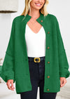 PRETTYGARDEN Women's Winter Button Down Cardigan Sweaters Mock Neck Lantern Long Sleeve Chunky Knit Jacket Trendy Outerwear