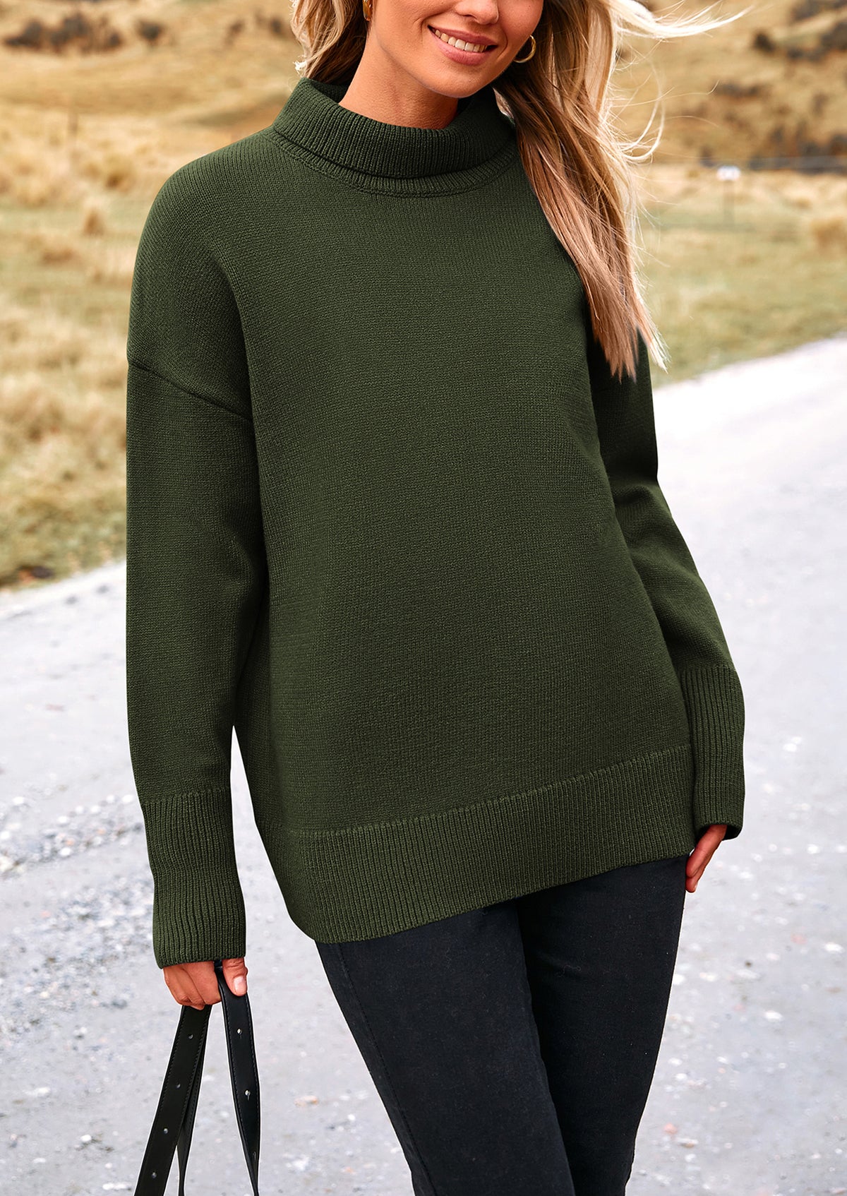 Long Sleeve Oversized Chunky Knitted Casual Turtleneck Sweaters