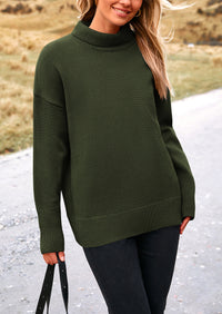 Long Sleeve Oversized Chunky Knitted Casual Turtleneck Sweaters