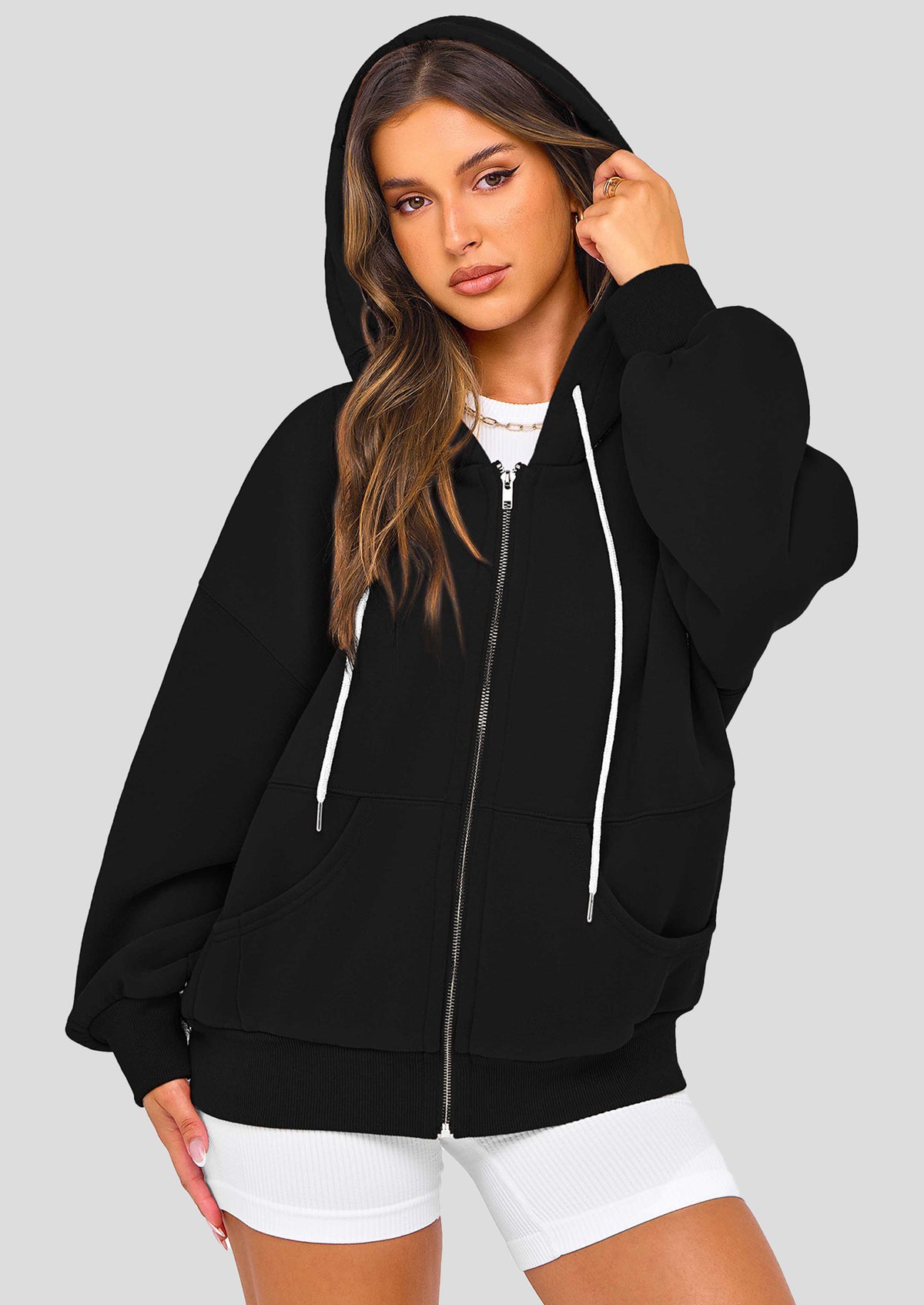 Zip Up Long Sleeve Loose Fit Y2K Casual Hoodies Cardigan
