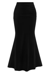 Mermaid Bodycon Trendy Casual High Waisted Ruffle Ruched Long Mesh Skirts