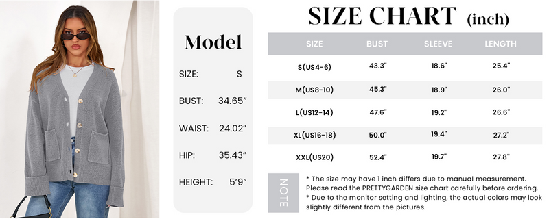 PRETTYGARDEN Women's Oversized Cardigan Sweaters Trendy Chunky Knit Long Sleeve V Neck Button Down Fall Winter Outfits