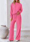 PRETTYGARDEN 2 Piece Long Sleeve Pullover Tops and Wide Leg Pants Knitted Lounge Sets