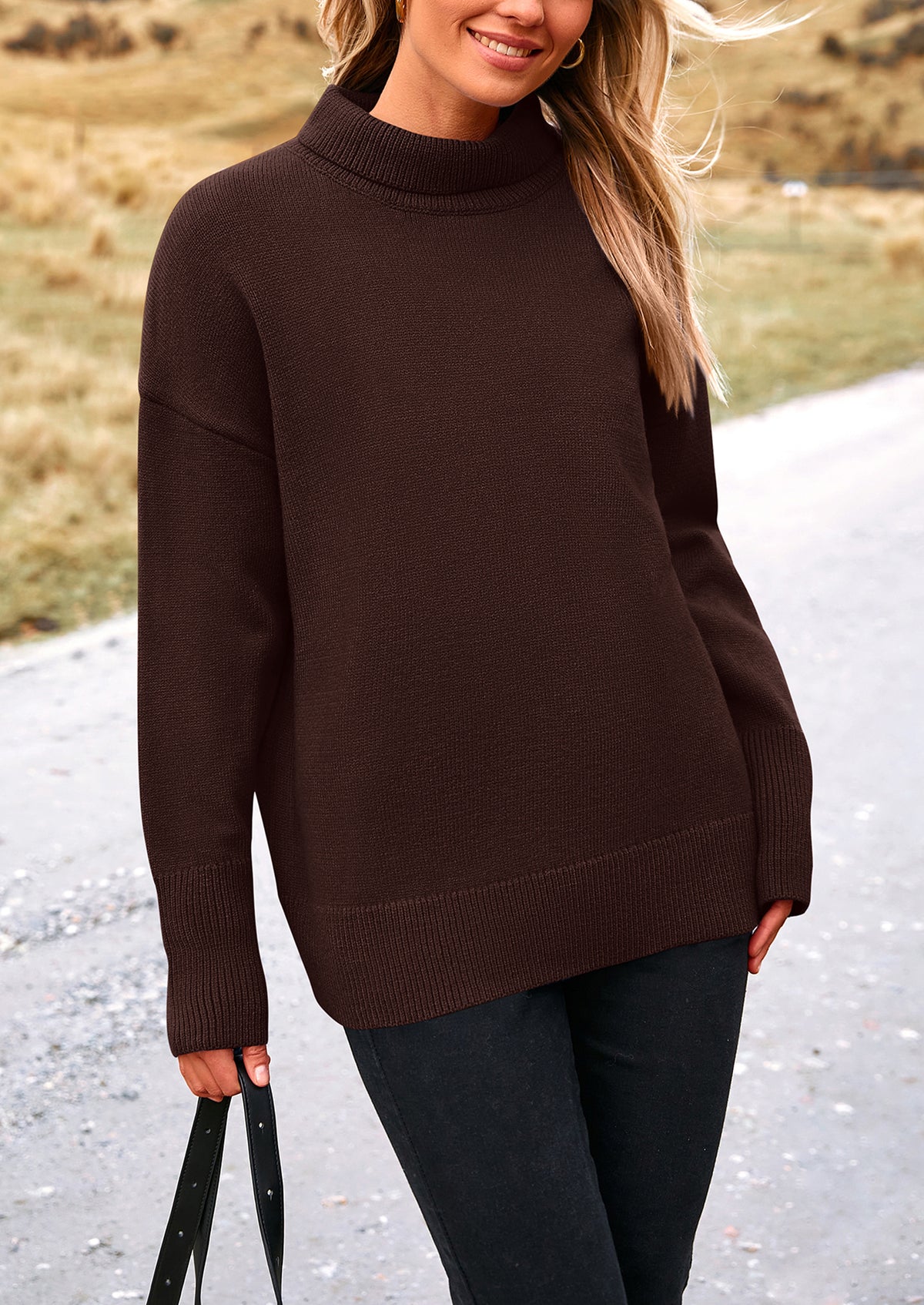 Long Sleeve Oversized Chunky Knitted Casual Turtleneck Sweaters