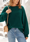 Casual Crew Neck Long Sleeve Pullover Ribbed Knit Loose Fit Sweaters