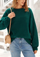 Casual Crew Neck Long Sleeve Pullover Ribbed Knit Loose Fit Sweaters