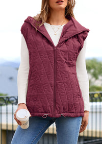 Casual Sleeveless Hooded Zipper Jacket Jacket