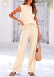 Pullover Tops And Wide Leg Pants Casual Two Piece Sets