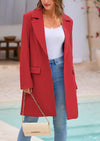 PRETTYGARDEN Women's Spring Fall Long Blazer Jackets Long Sleeve Lapel Pockets Loose Fit Work Casual Blazers Outerwear