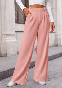 Wide Leg Casual High Elastic Waisted Work Office Palazzo Pants