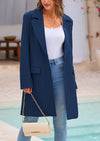 PRETTYGARDEN Women's Spring Fall Long Blazer Jackets Long Sleeve Lapel Pockets Loose Fit Work Casual Blazers Outerwear